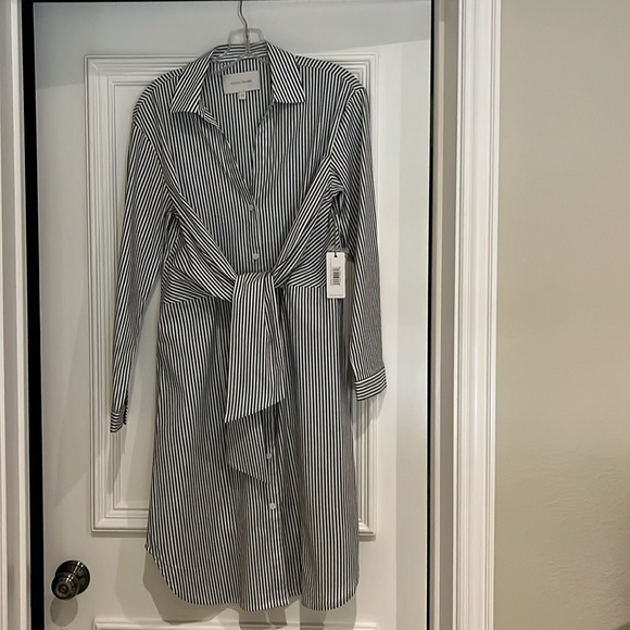 BROCHU WALKER Fraser gray stripe Ashland Stripe dress XS - Picture 2 of 9